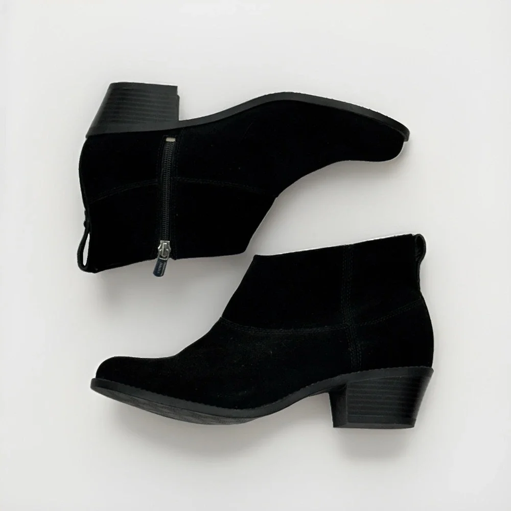 Vionic Zadie Ankle Boots Booties Shoes Womens Size 9 Black Suede Orthotic